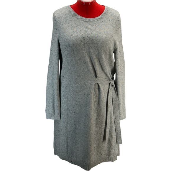 Talbots Gray Knee Length Side Tie Long Sleeve Scoop Neck Sweater Dress Women XL - Picture 1 of 10